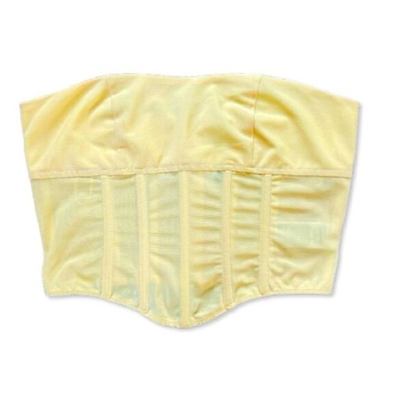 Edikted Women's Evangeline Strapless Mesh Buttercup Yellow Corset Top SZ L - Picture 3 of 10